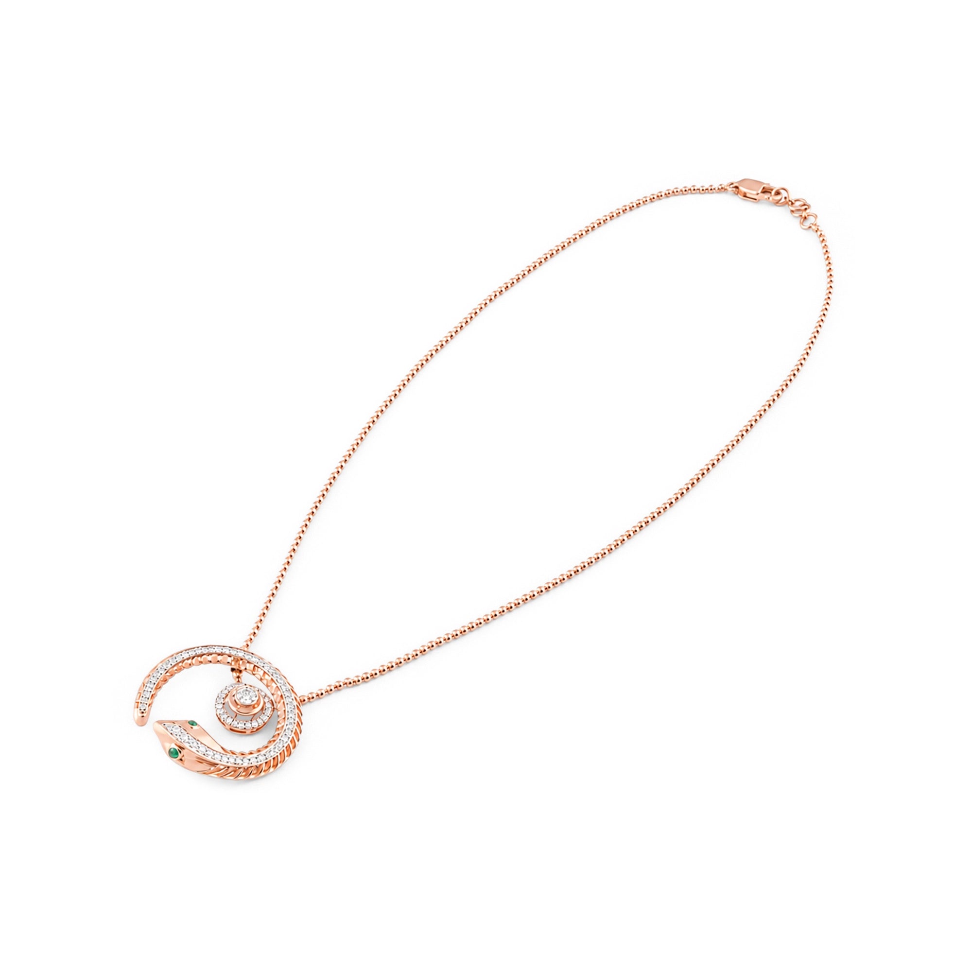 Serpent Spiral Diamond Pendant Necklace