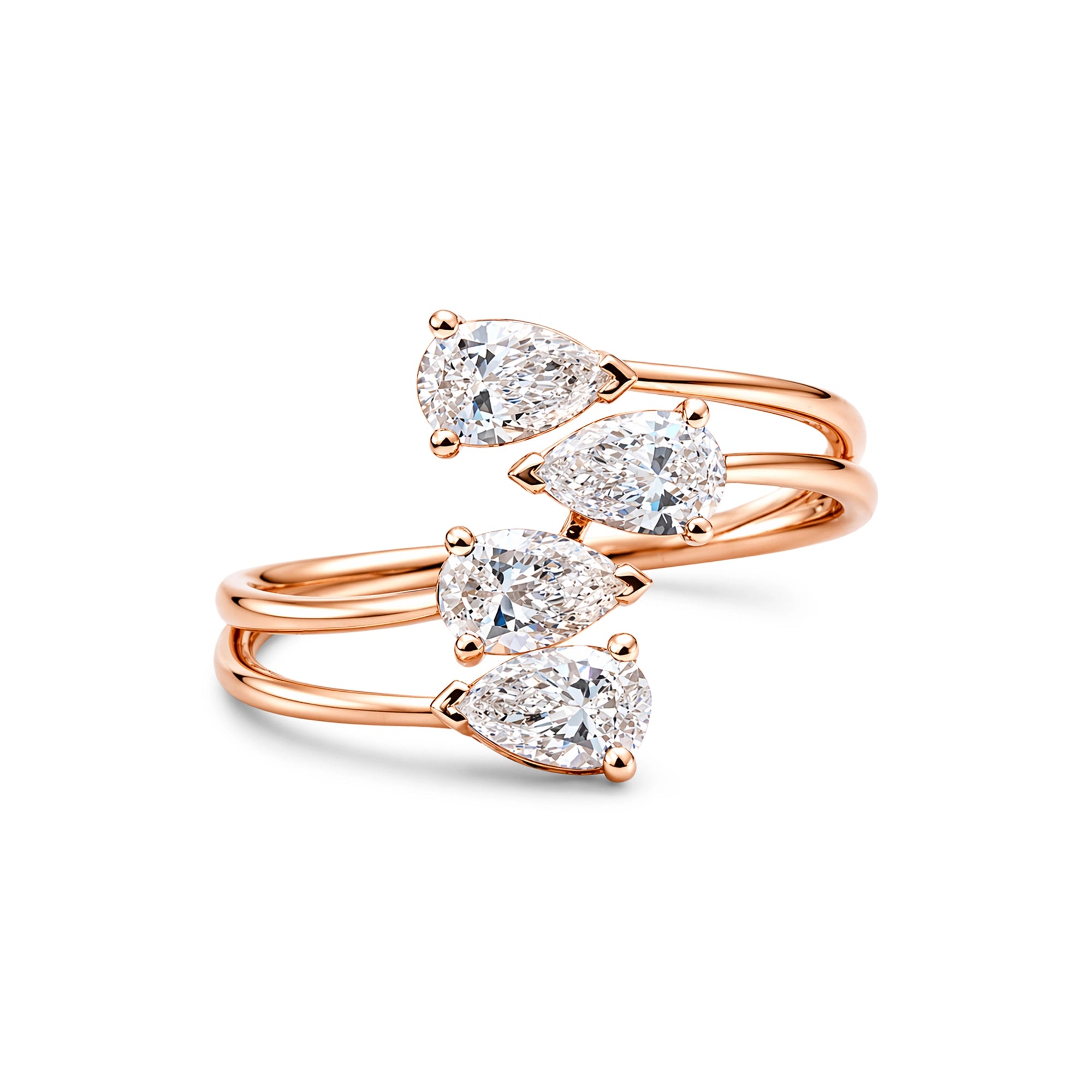 Pear Cut Four-Stone Cascade Ring
