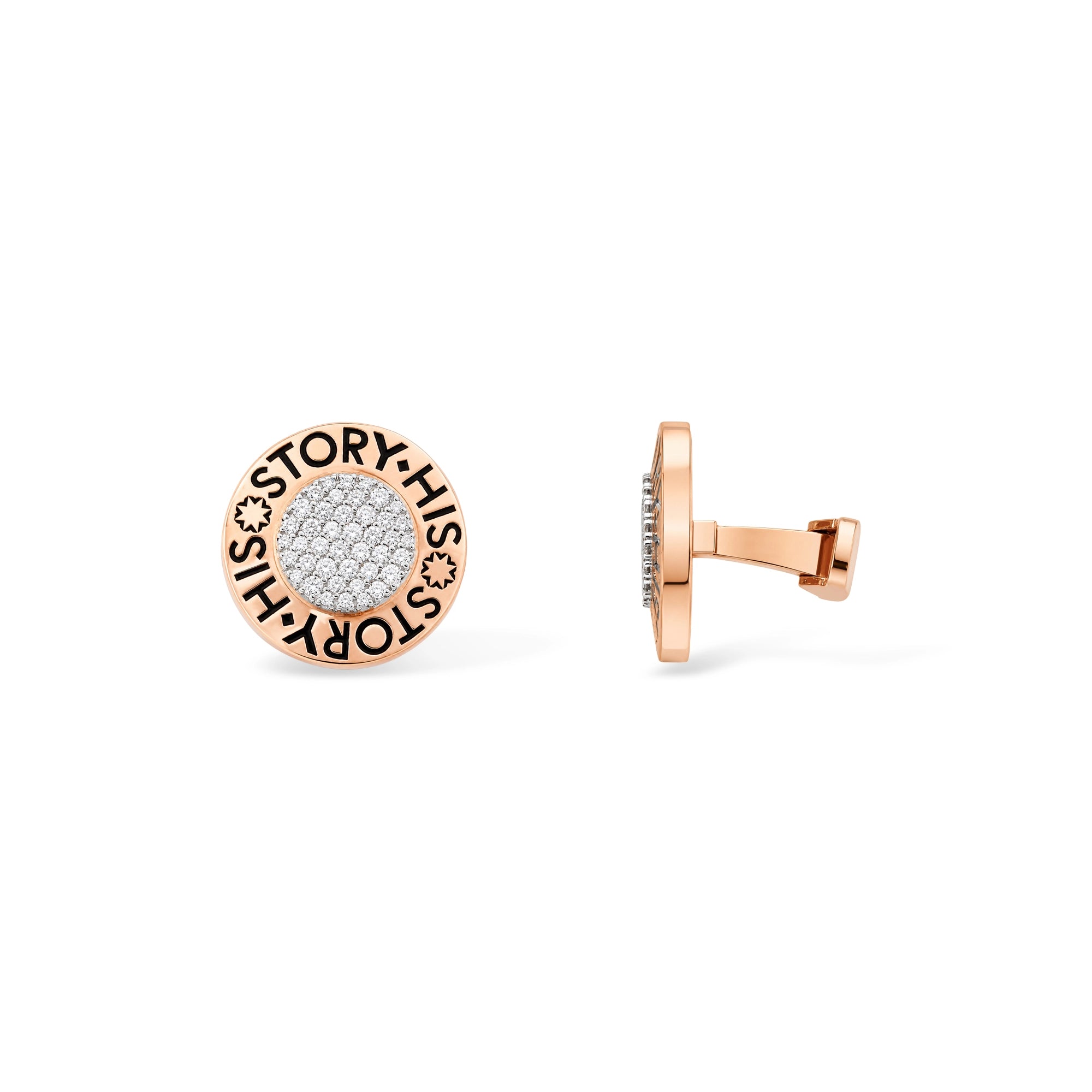 His Story Round Pavé Cufflinks