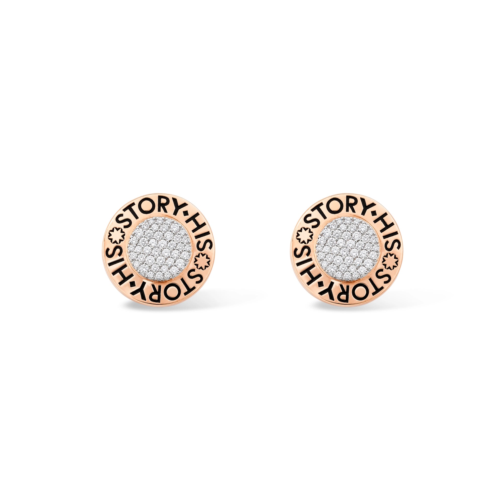 His Story Round Pavé Cufflinks