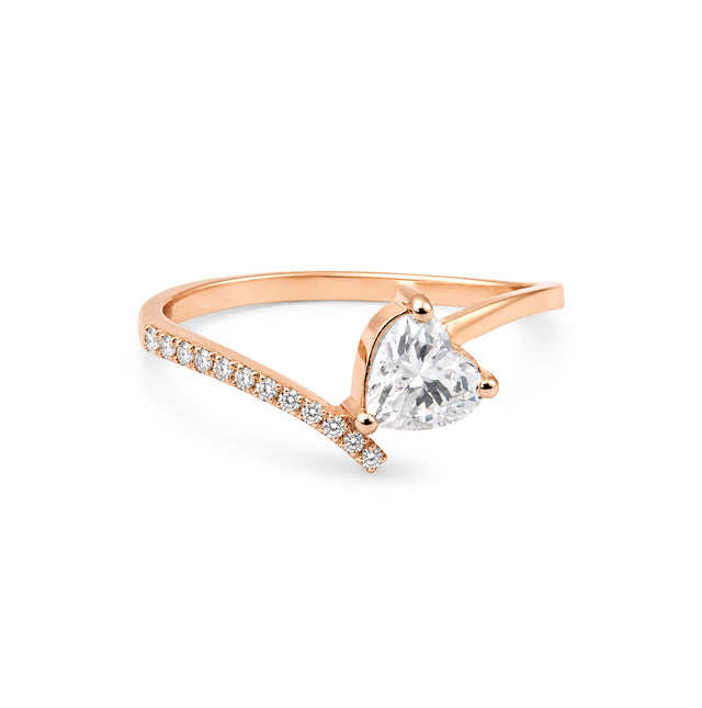 Heart Cut Chevron Pavé Bypass Ring