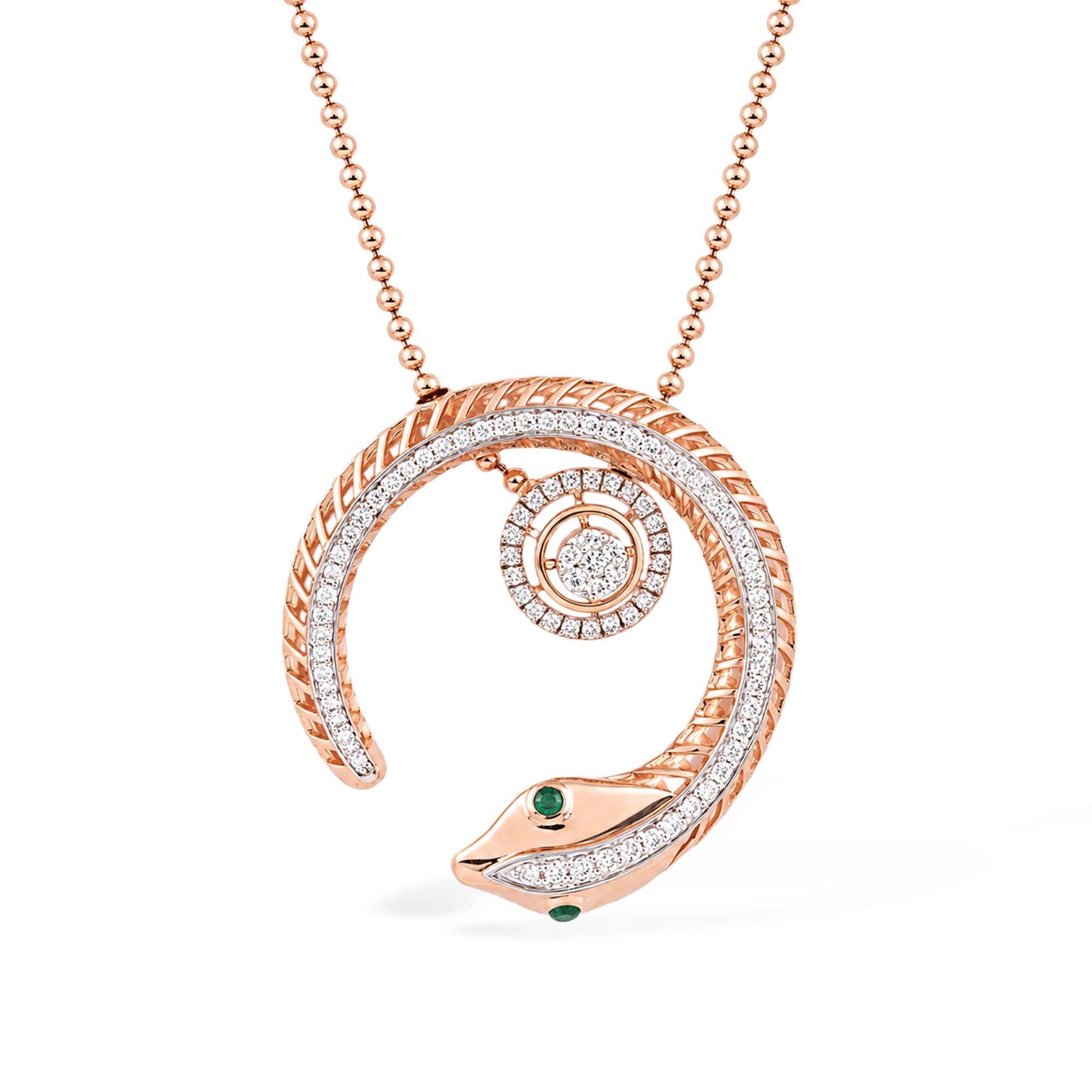 Serpent Spiral Diamond Pendant Necklace