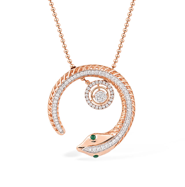 Serpent Spiral Diamond Pendant Necklace