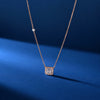 Baguette Halo Pendant Necklace, Rose Gold