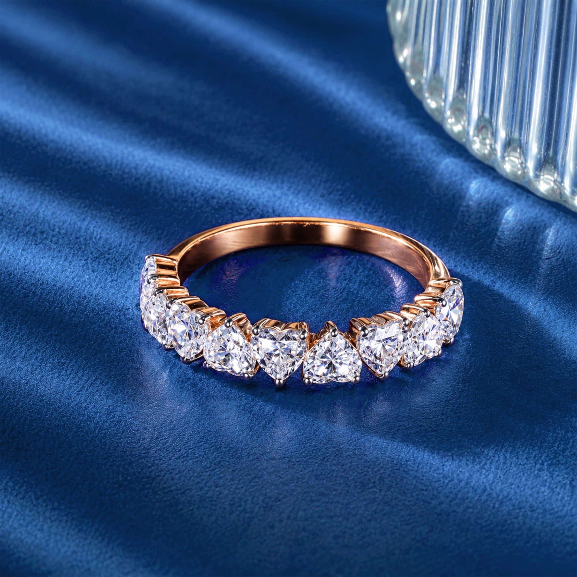 Heart Cut Half Eternity Band Ring