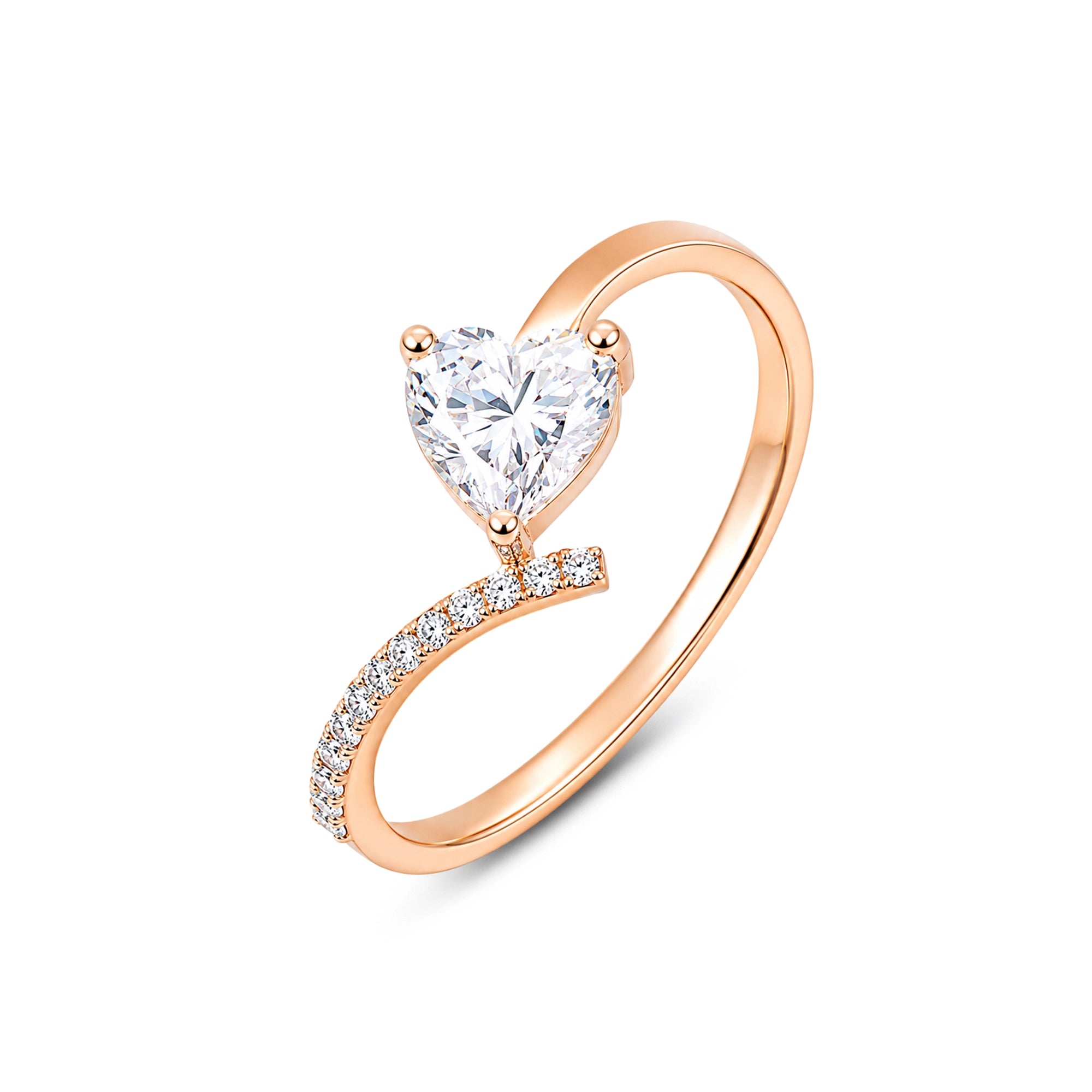 Heart Cut Chevron Pavé Bypass Ring