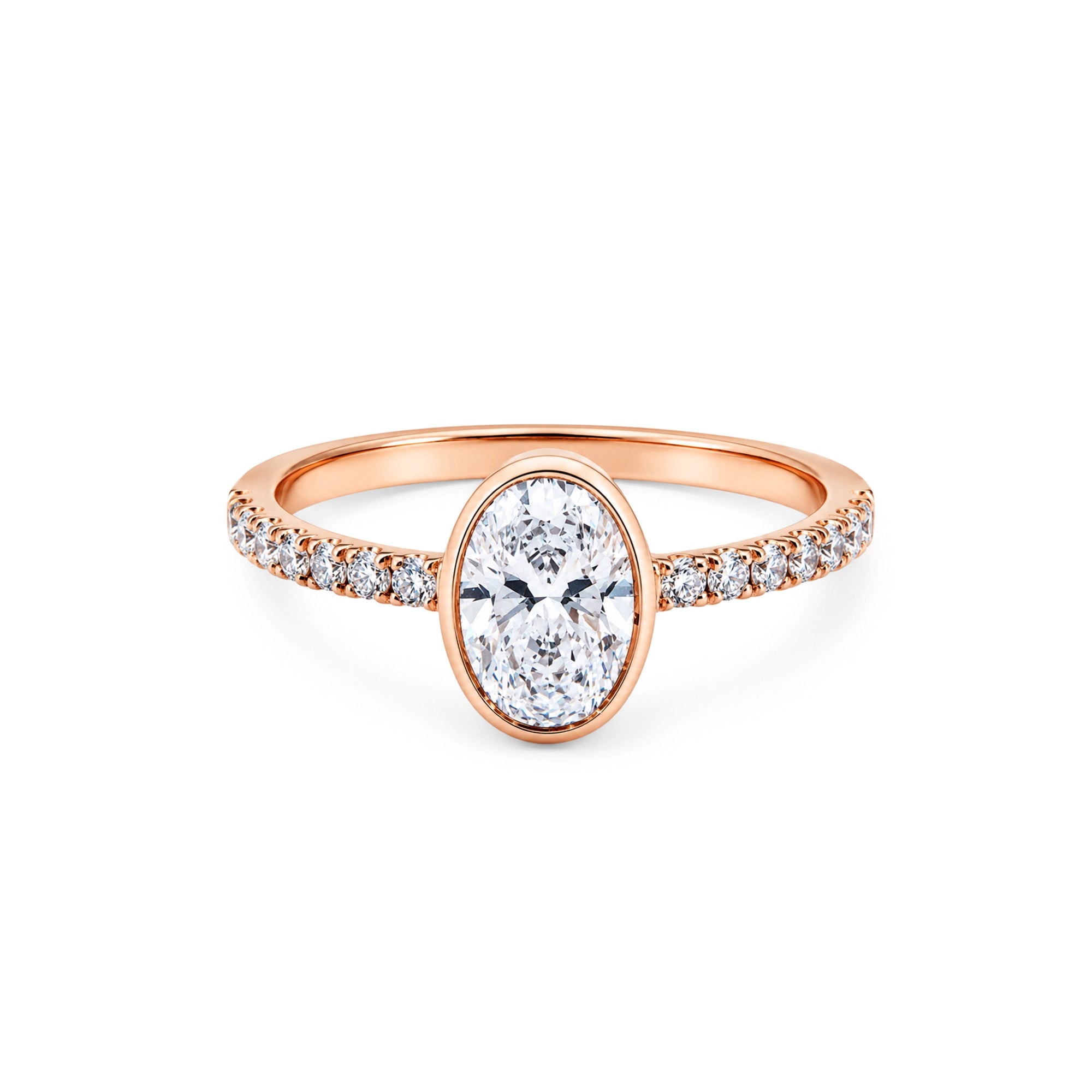 Oval Cut Bezel Pavé Solitaire Ring