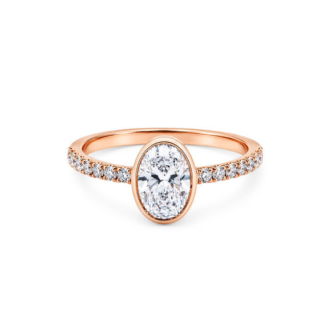 Oval Cut Bezel Pavé Solitaire Ring