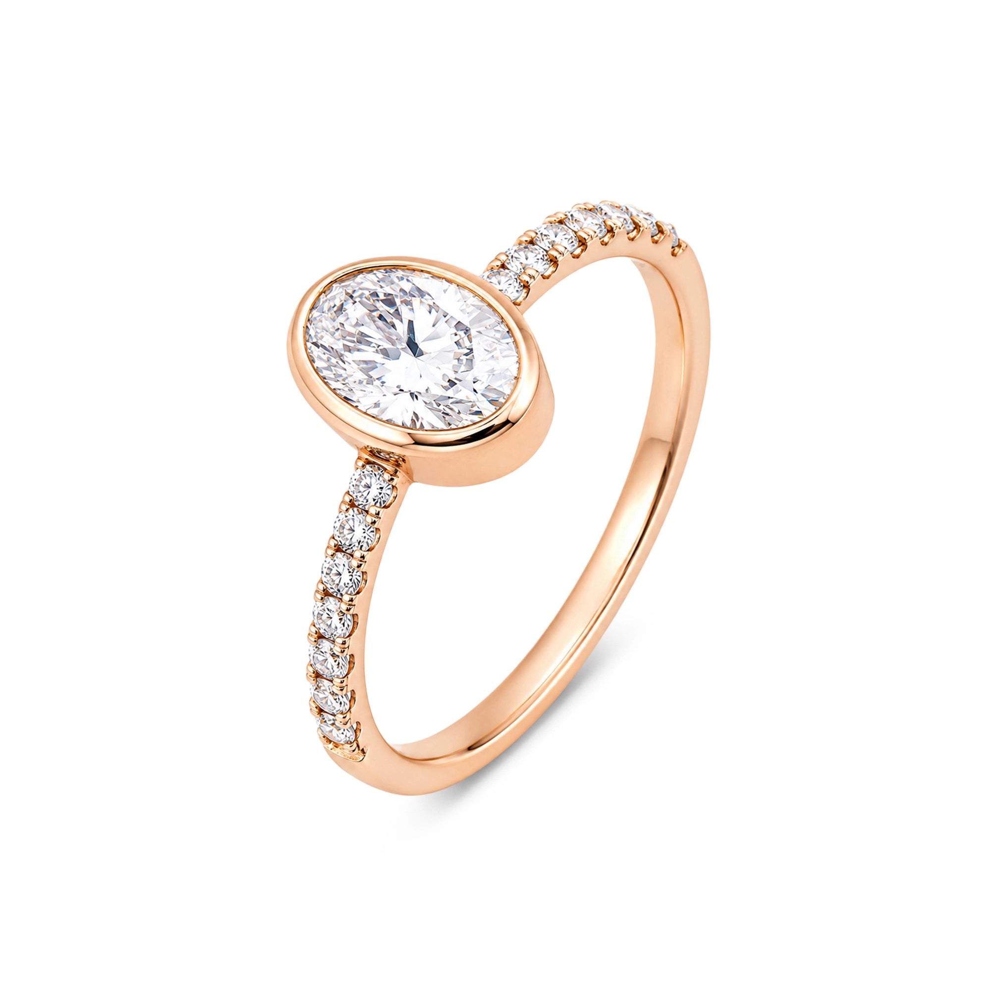Oval Cut Bezel Pavé Solitaire Ring