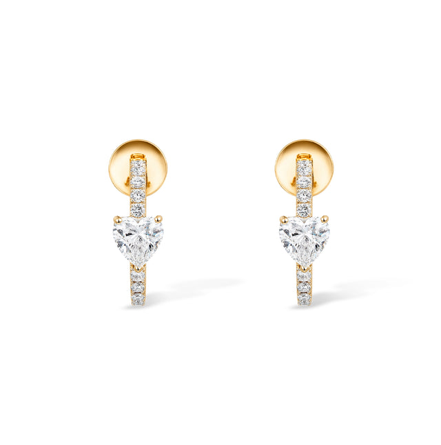 Heart Diamond Drop Bar Earrings