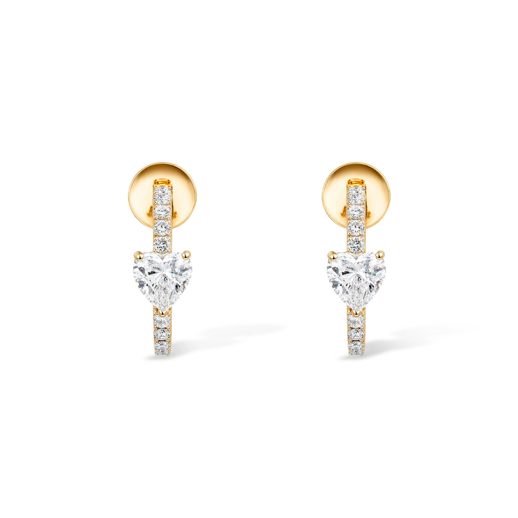 Heart Diamond Drop Bar Earrings