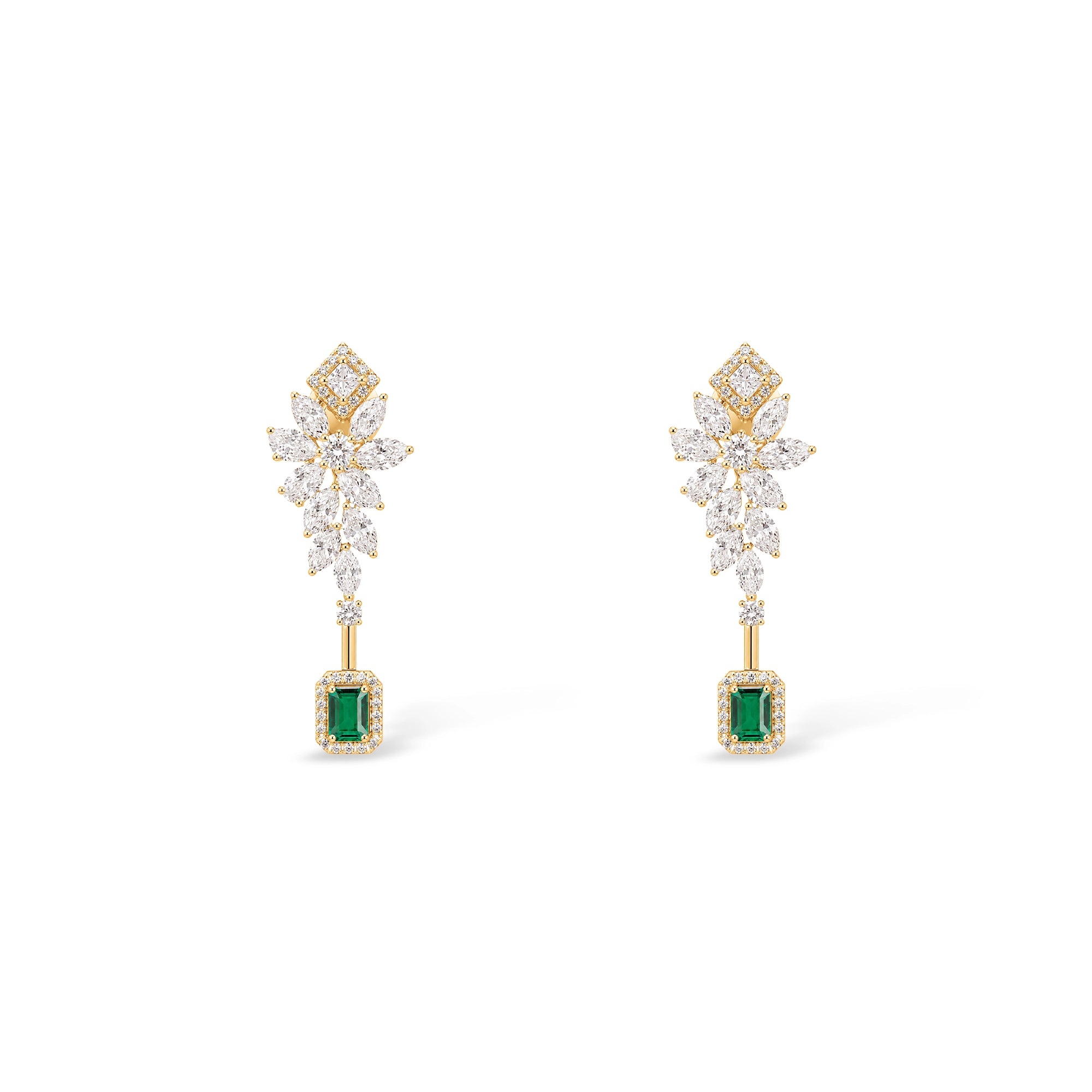 Marquise and Pear Cluster Top with Emerald Drop Earrings