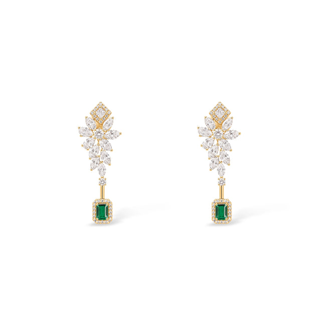 Marquise and Pear Cluster Top with Emerald Drop Earrings