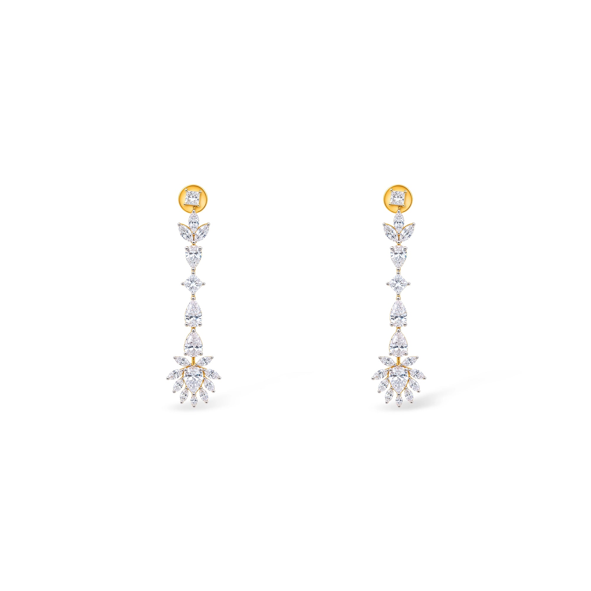 Pear and Marquise Graduating Vine Drop Earrings