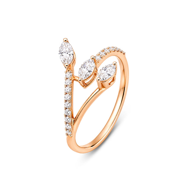 Marquise Cut Triple Cascade Open Pavé Ring