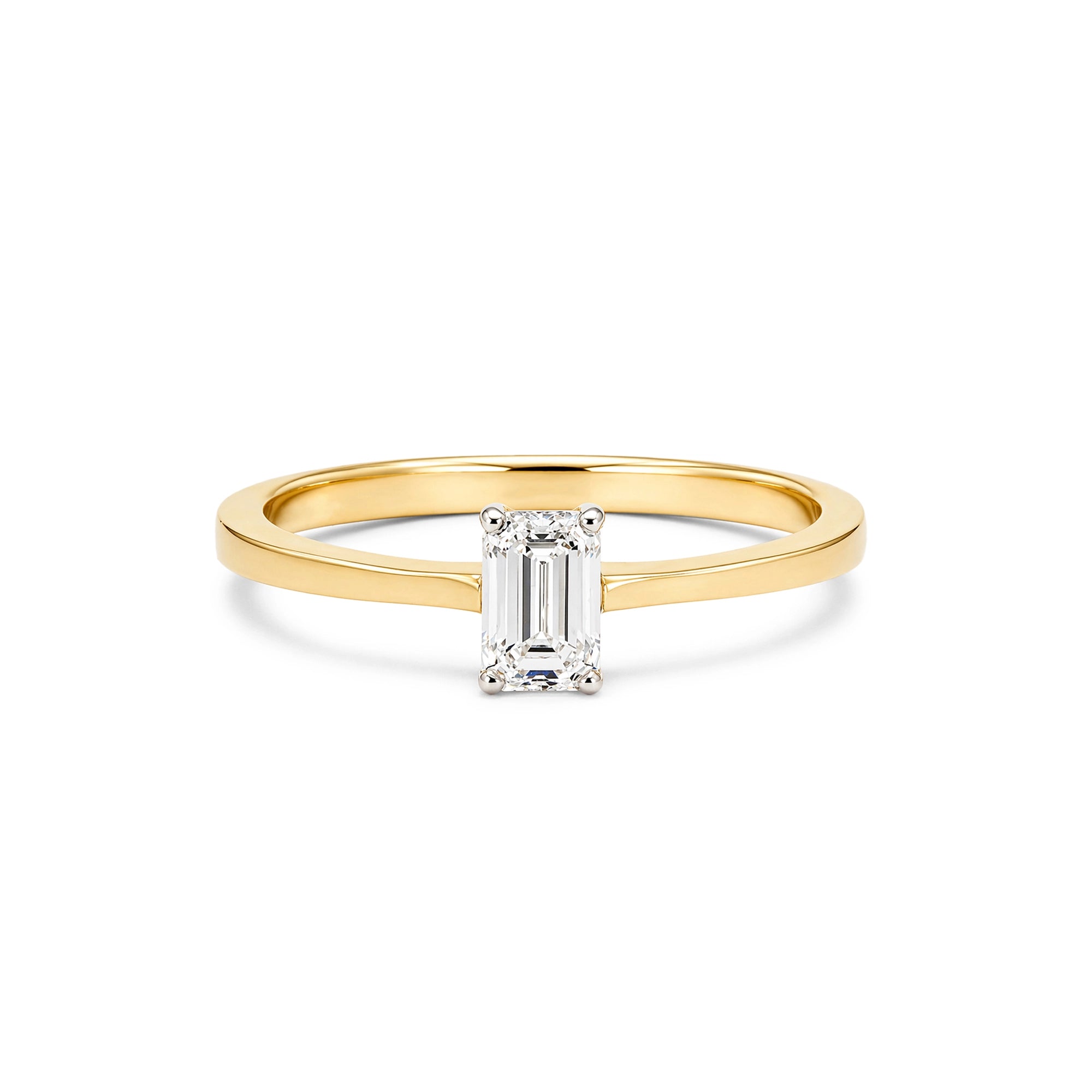 Emerald Cut Solitaire Plain Band Ring