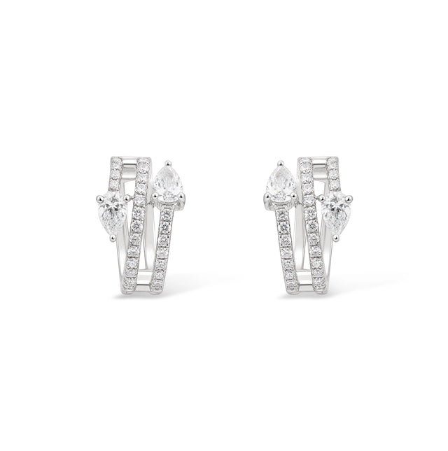 Geometric Double Bar Pear Drop Earrings