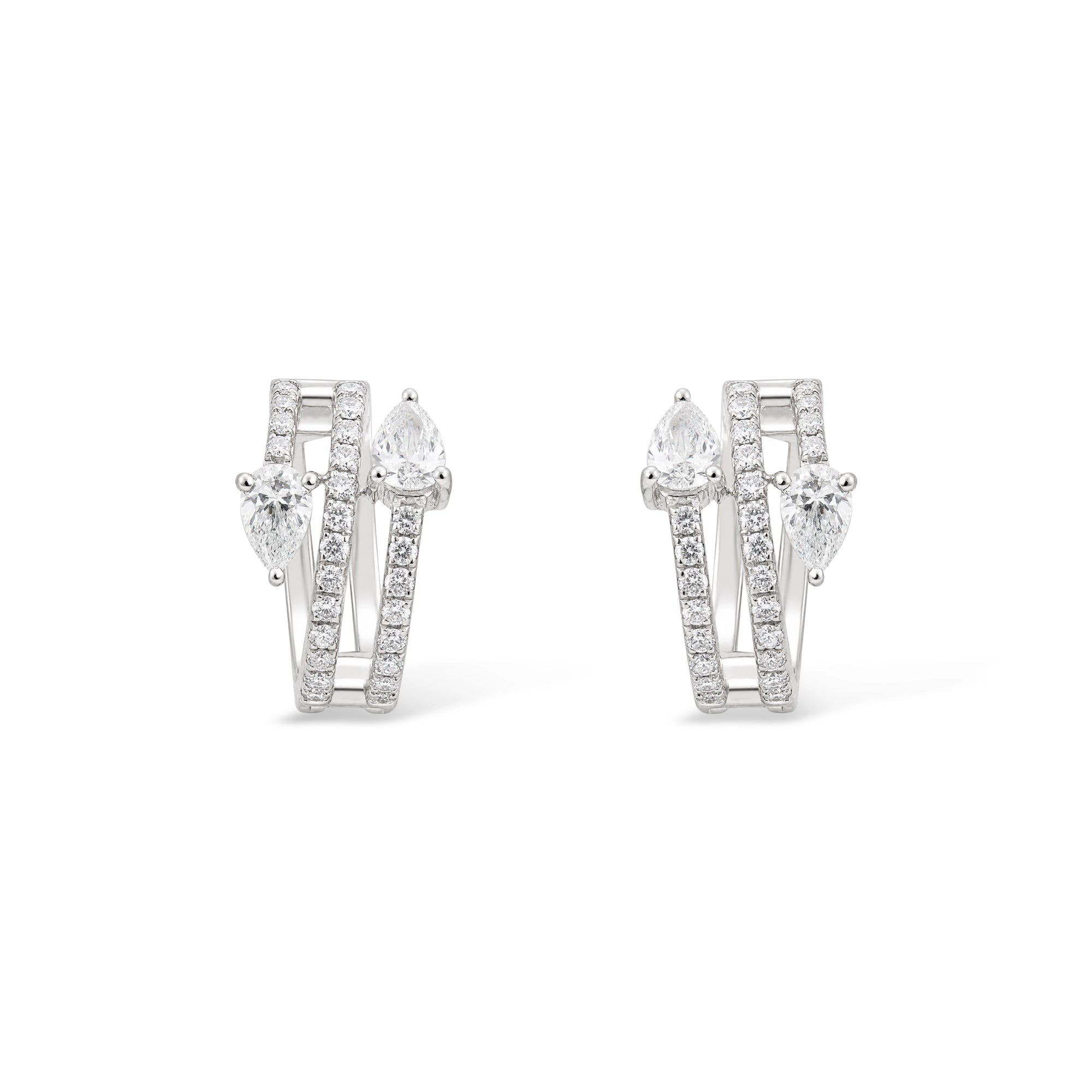Geometric Double Bar Pear Drop Earrings