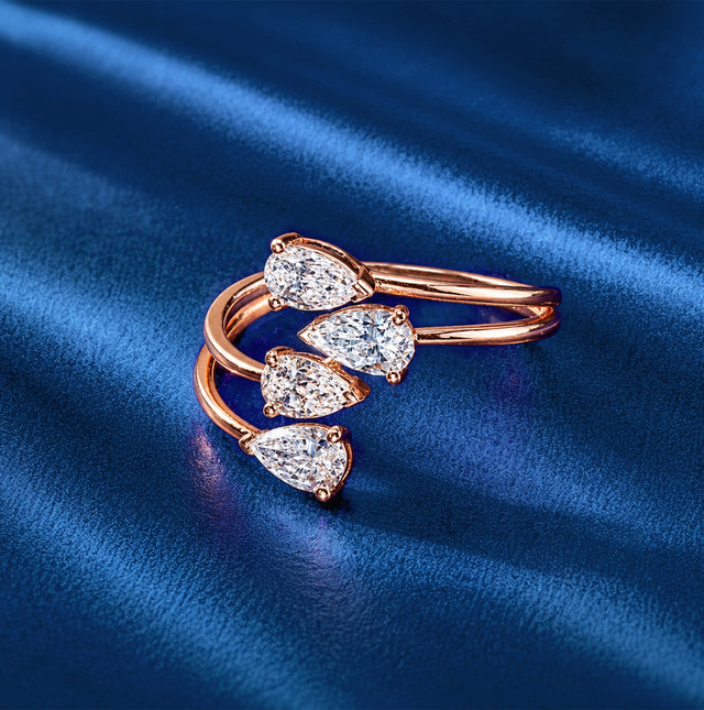 Pear Cut Four-Stone Cascade Ring