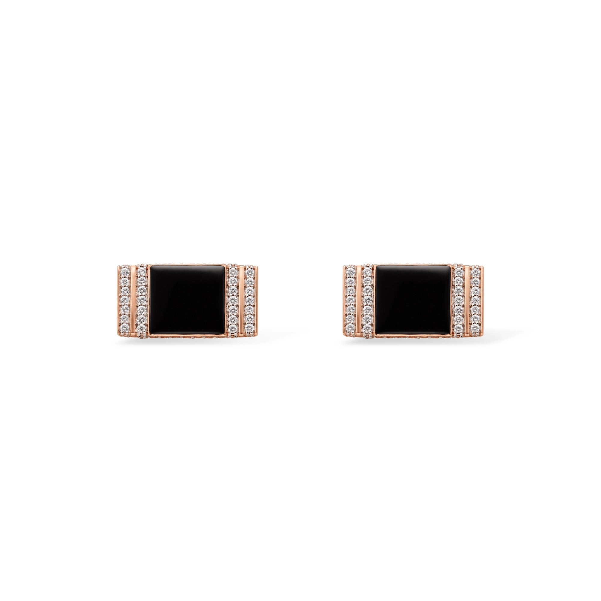 Black Enamel Stripe Pavé Rectangular Cufflinks