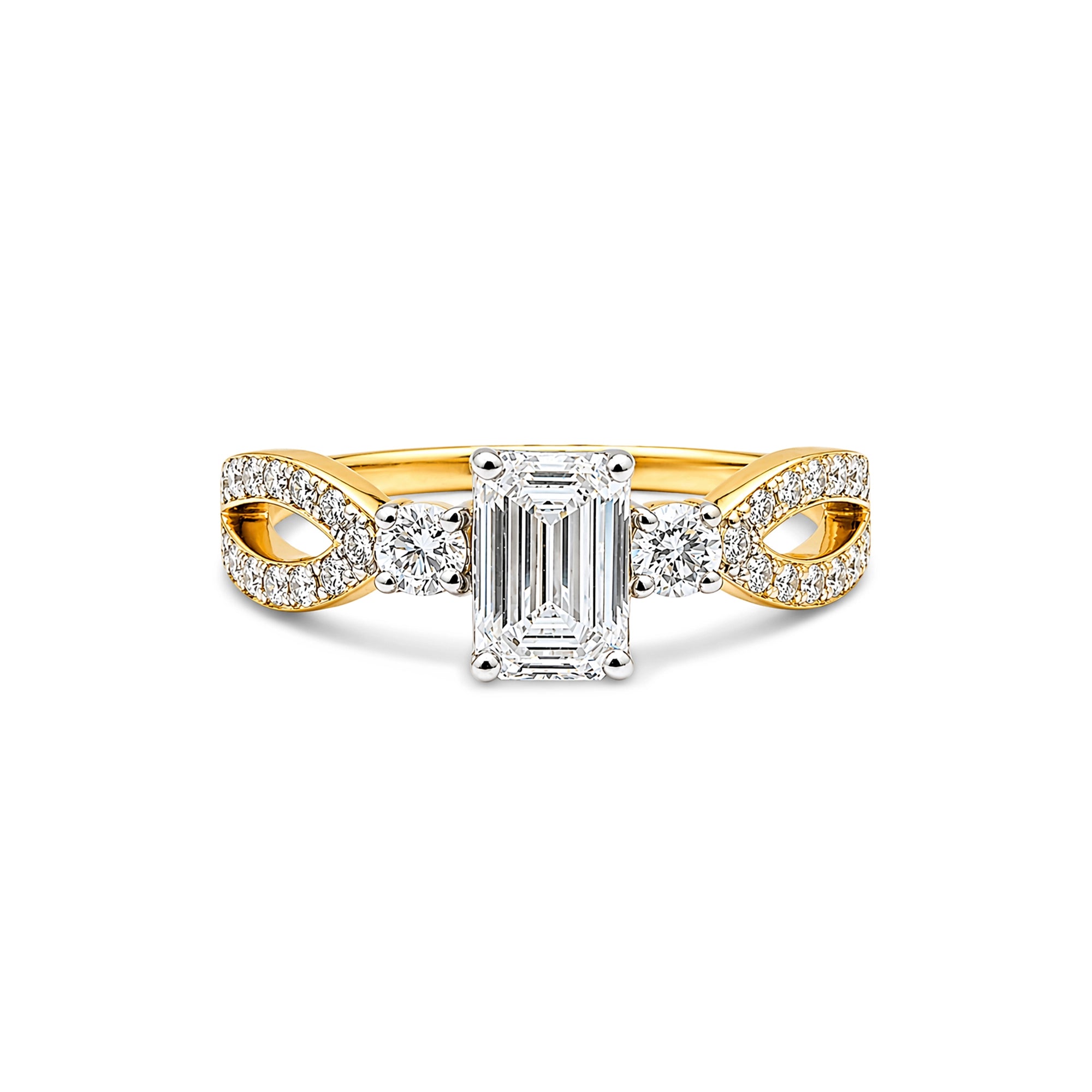 Emerald Cut Three-Stone Infinity Band Ring