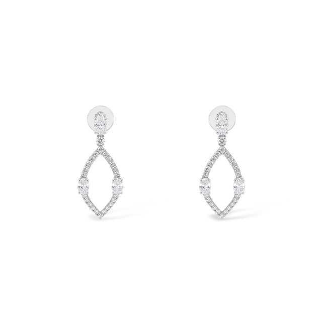 Open Marquise Drop Earrings with Oval Stations
