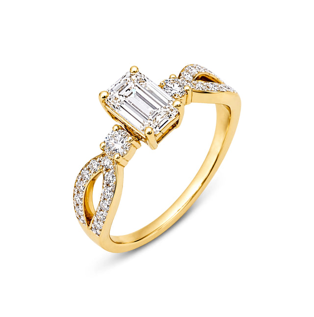 Emerald Cut Three-Stone Infinity Band Ring