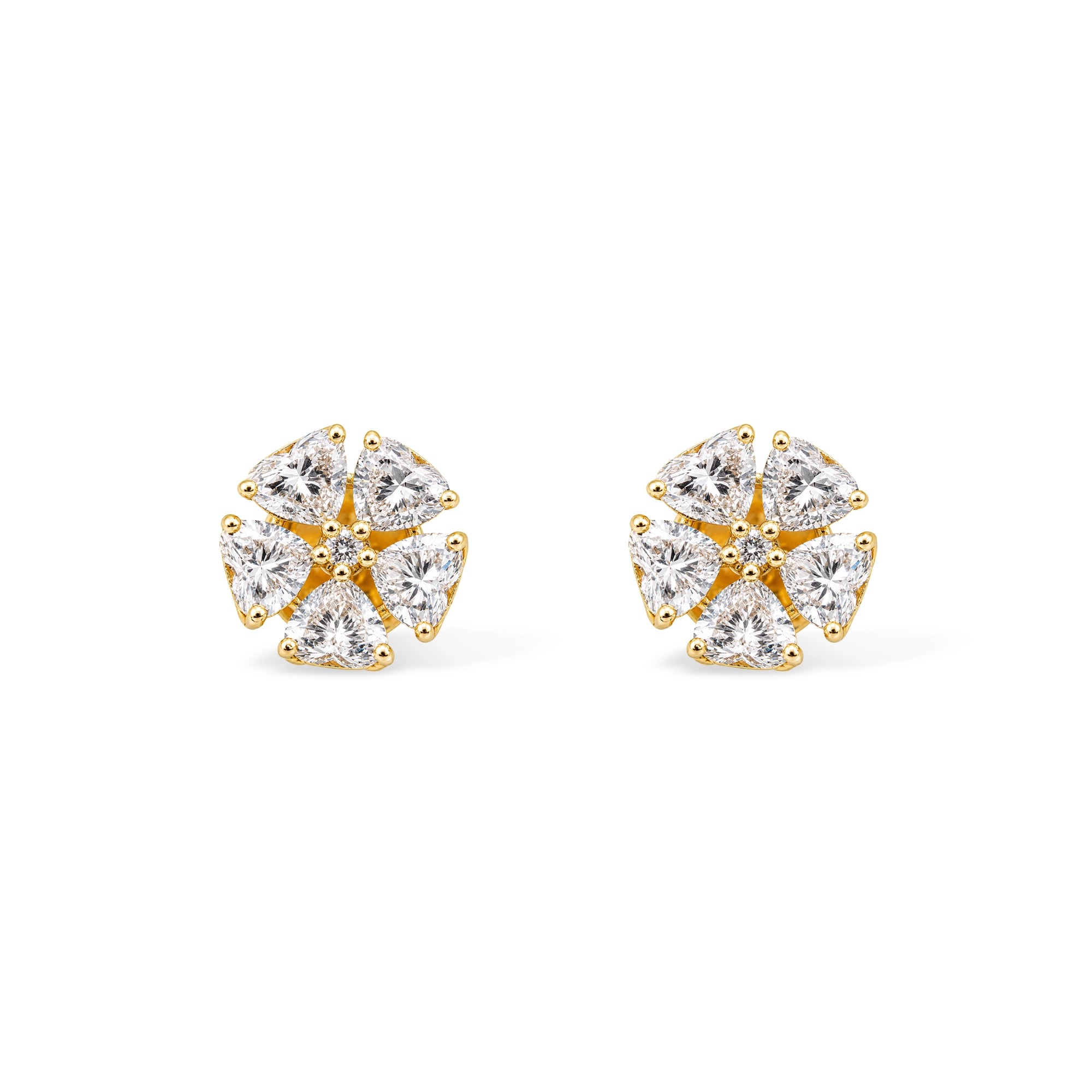 Pear Cut Five-Petal Flower Cluster Stud Earrings