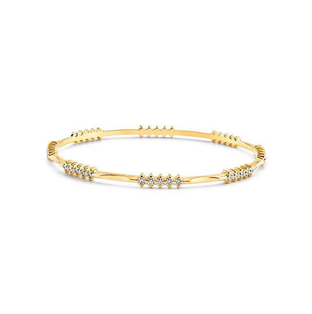 Ridged Twist Diamond & Gold Bangle Pair
