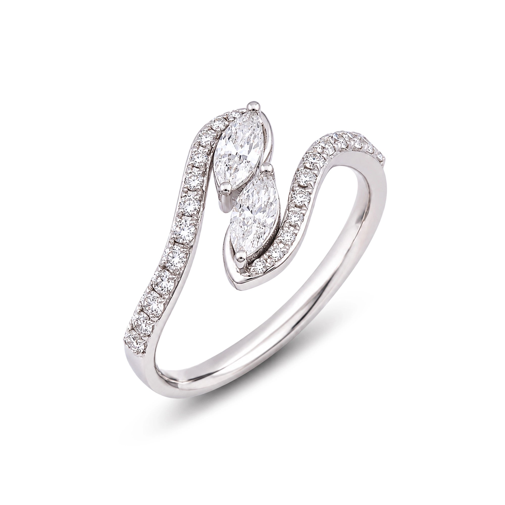 Marquise Cut Double Bypass Open Ring