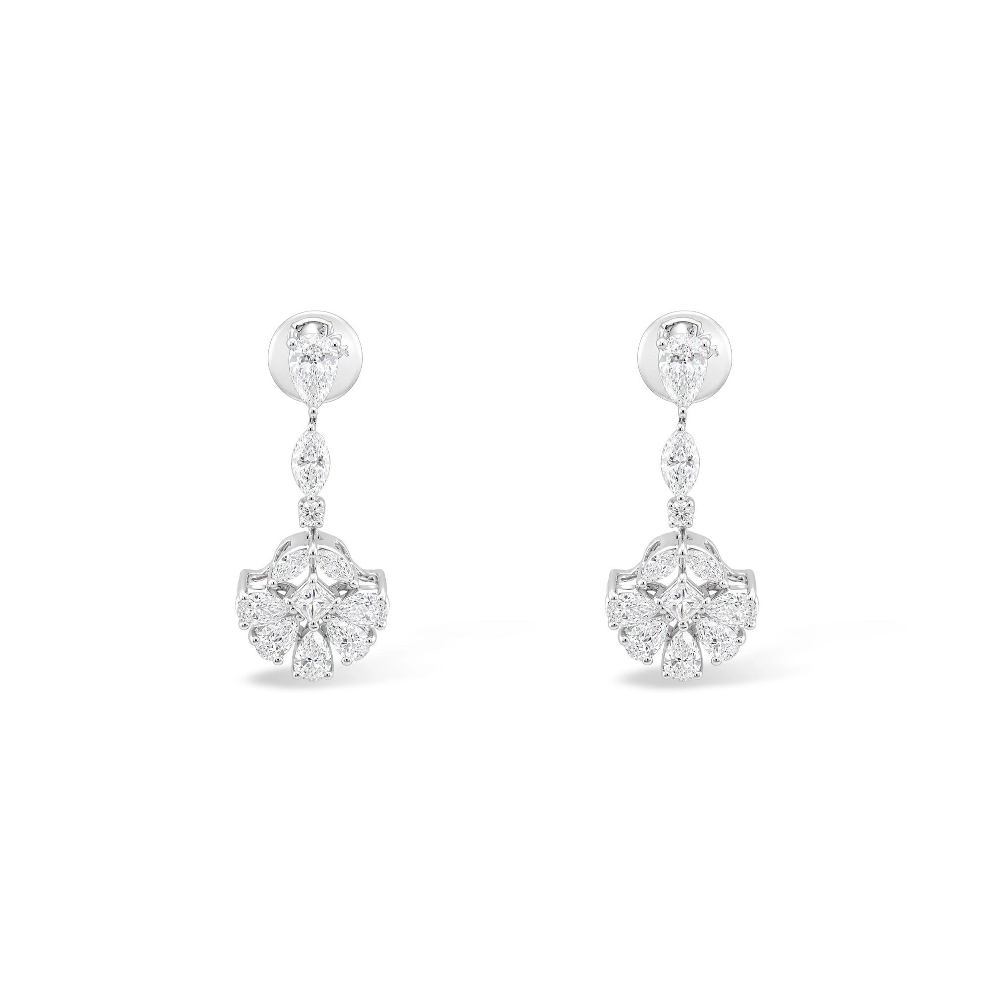 Pear Cluster Flower Drop Earrings