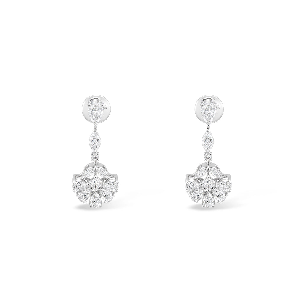 Pear Cluster Flower Drop Earrings