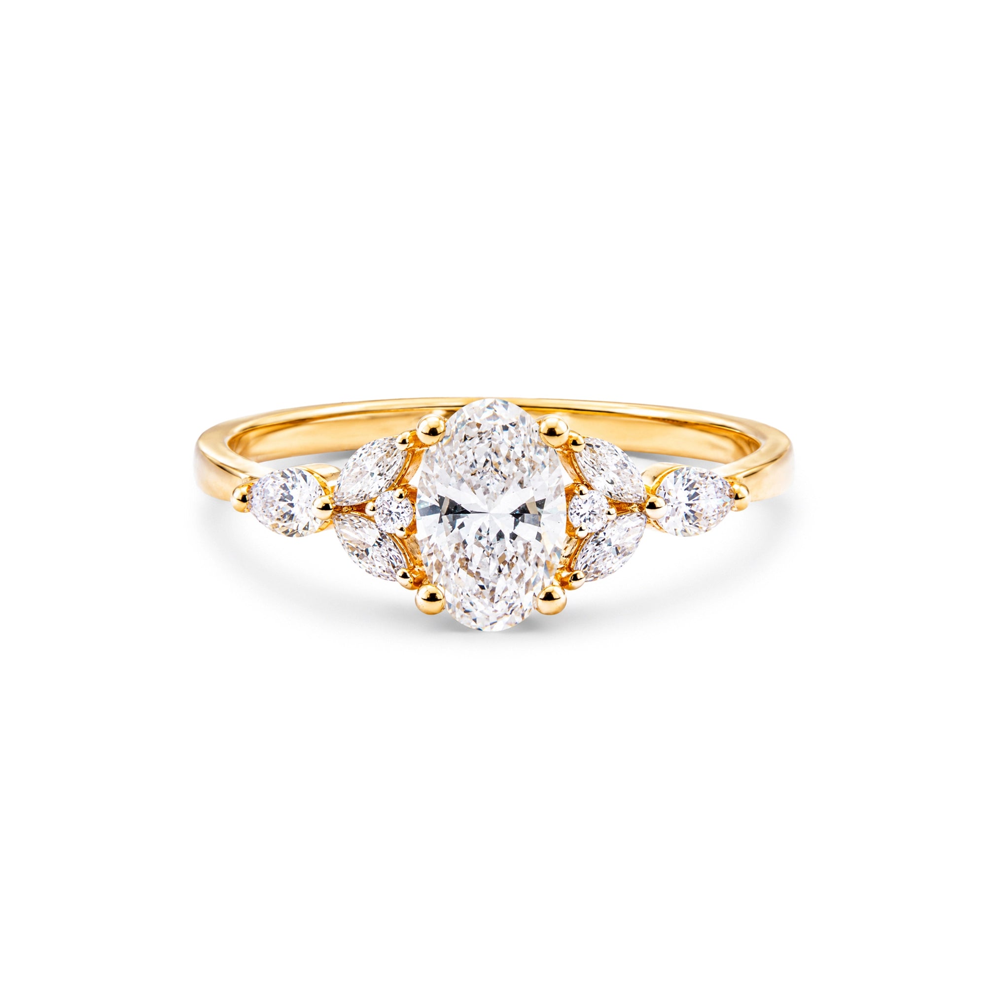 Oval Cut Marquise Cluster Solitaire Ring