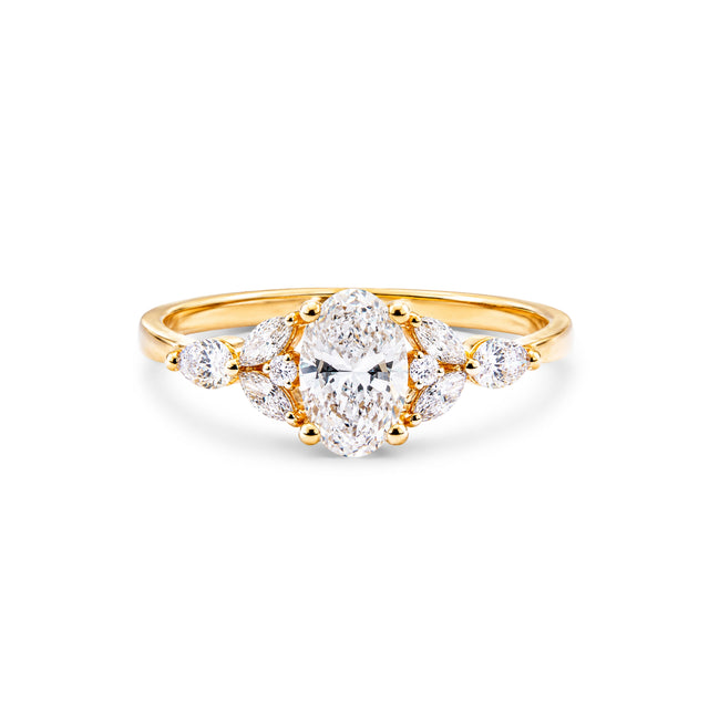Oval Cut Marquise Cluster Solitaire Ring