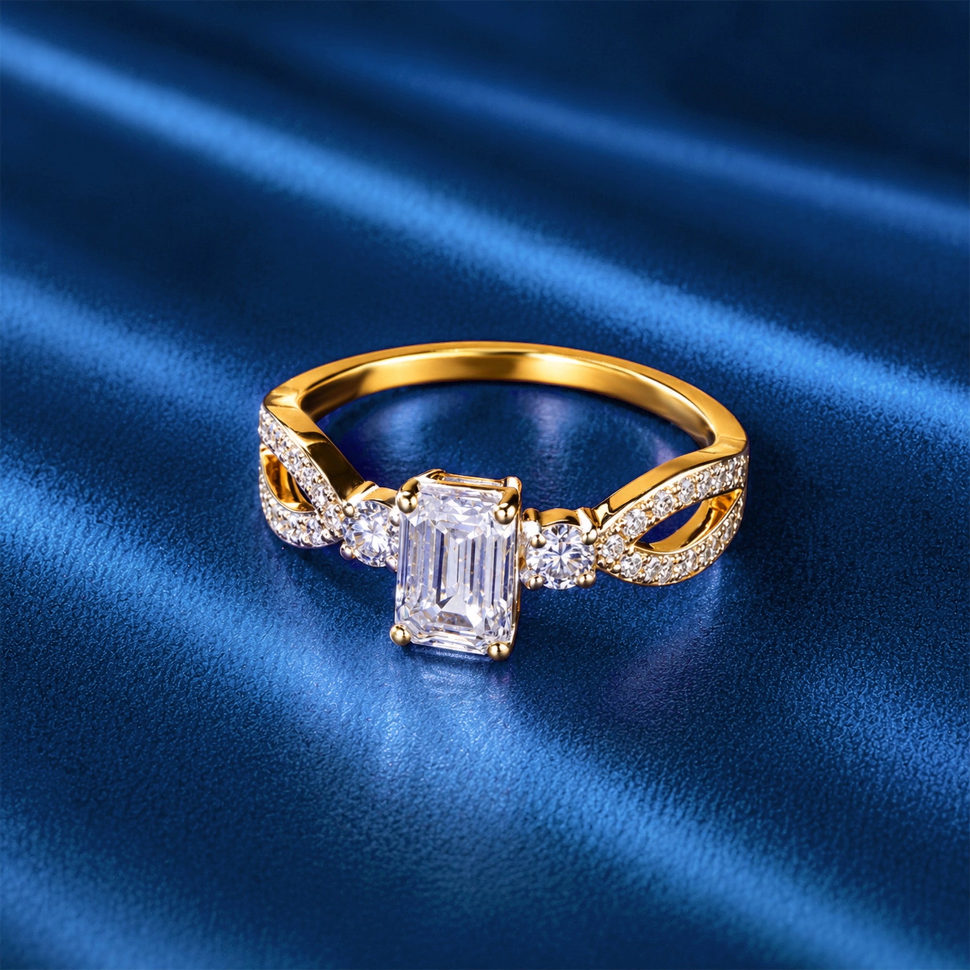 Emerald Cut Three-Stone Infinity Band Ring