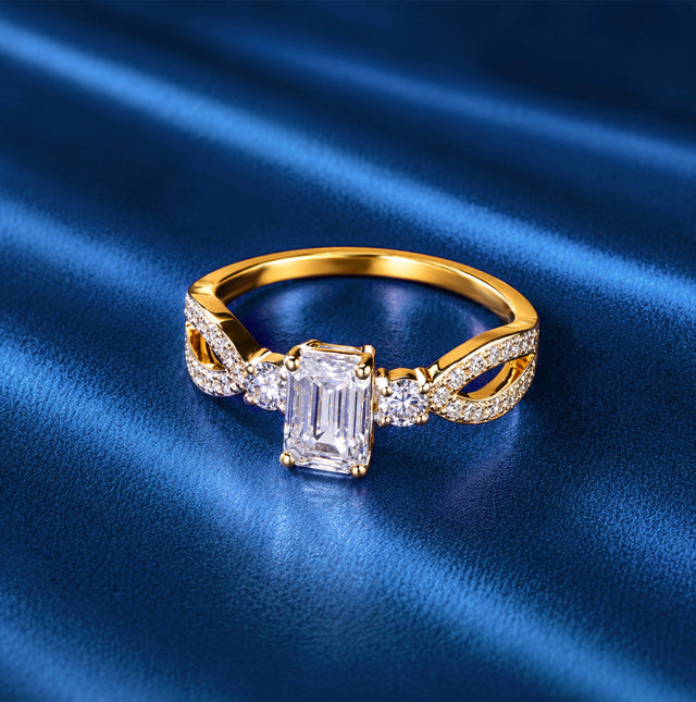 Emerald Cut Three-Stone Infinity Band Ring