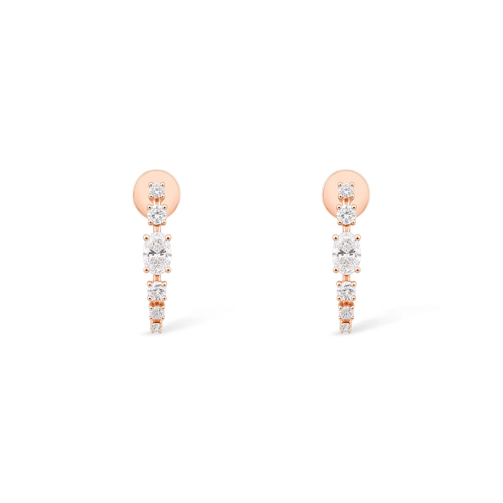 Oval and Round Graduated Drop Earrings