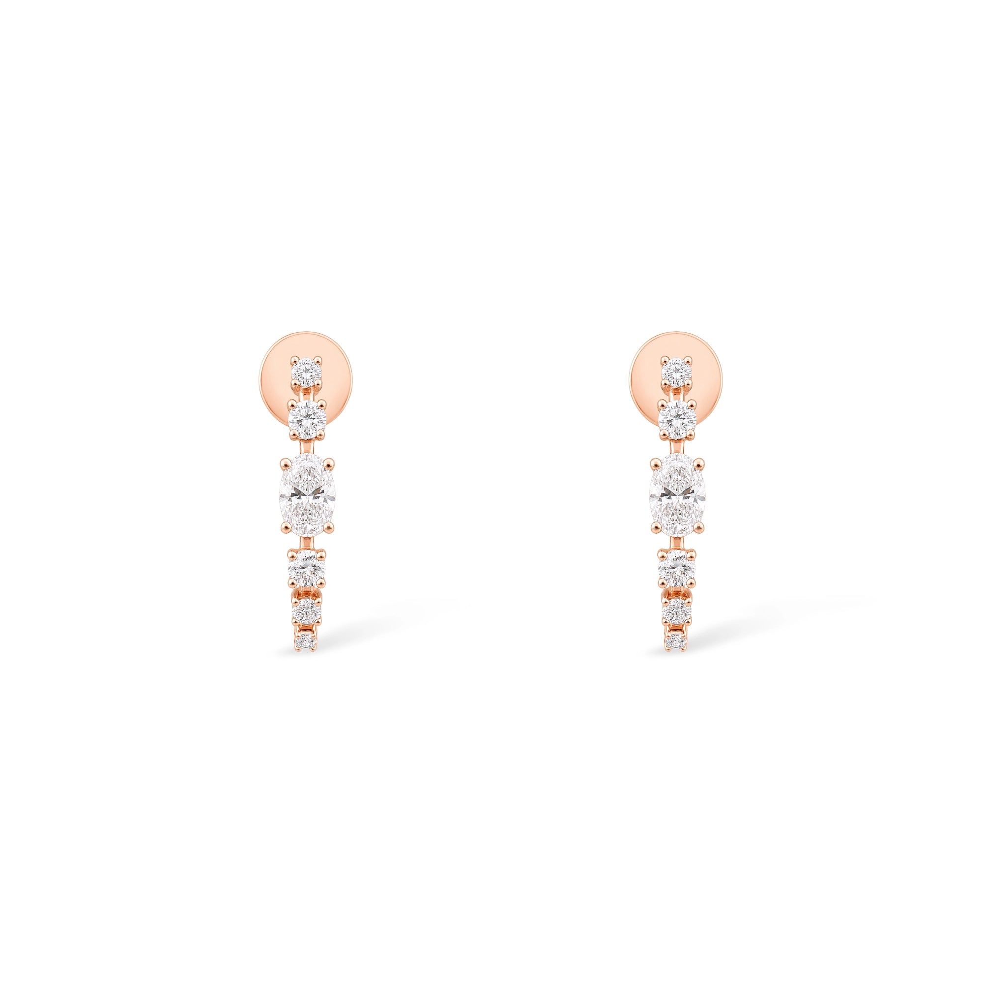 Oval and Round Graduated Drop Earrings