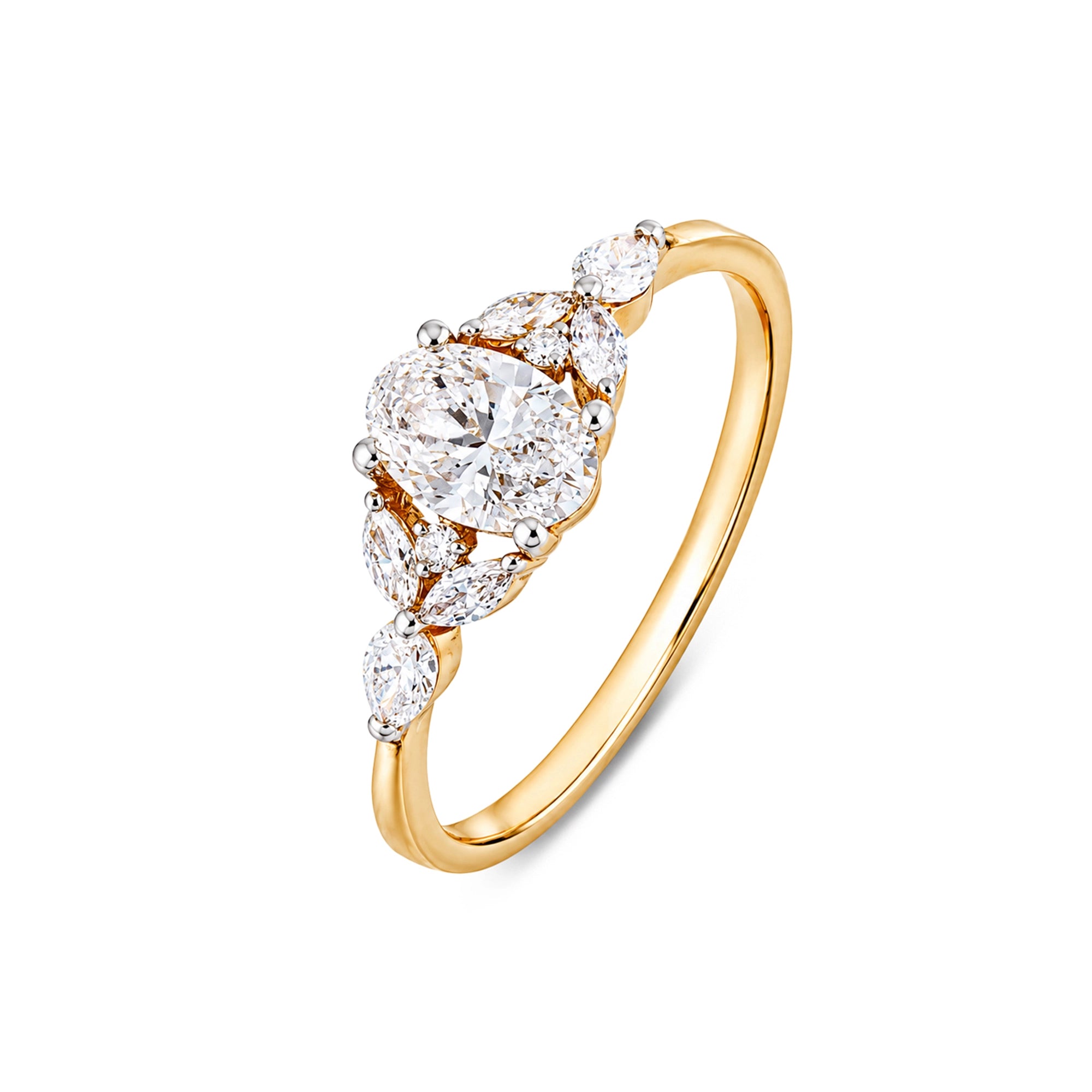 Oval Cut Marquise Cluster Solitaire Ring