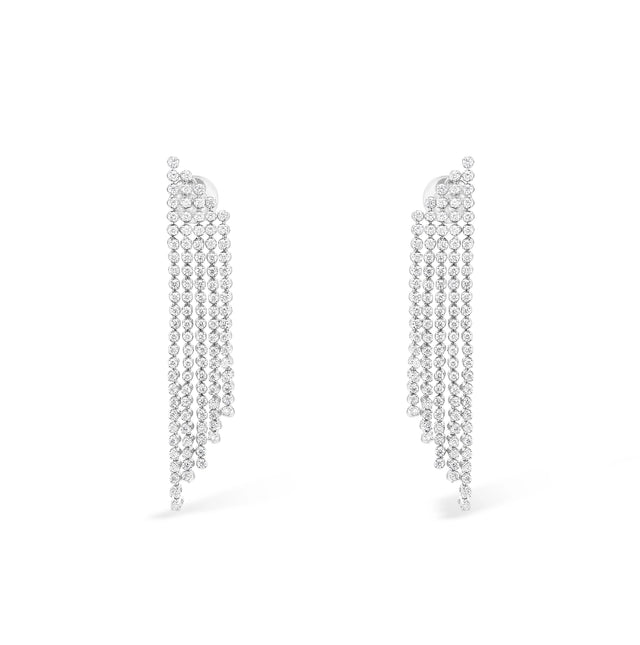 Multi-Strand Diamond Fringe Drop Earrings