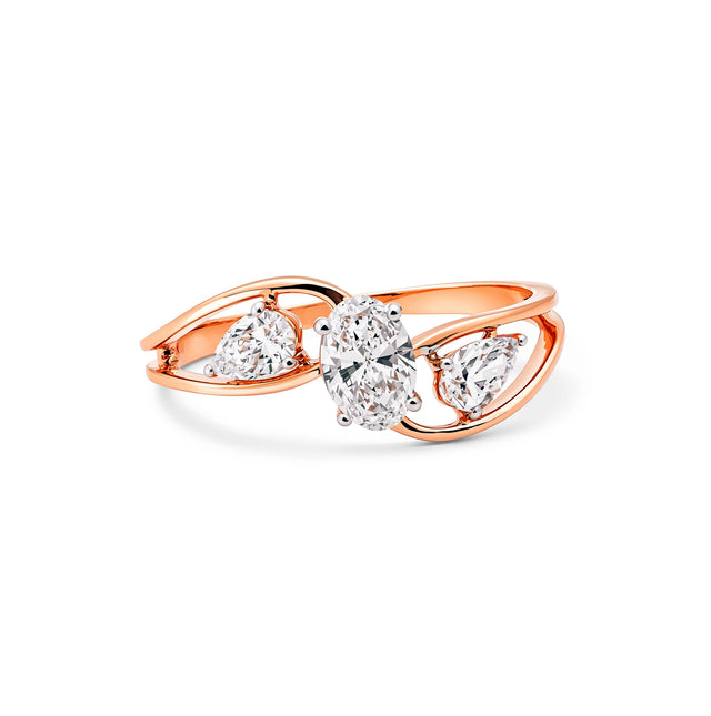 Oval Cut Three-Stone Split Shank Ring