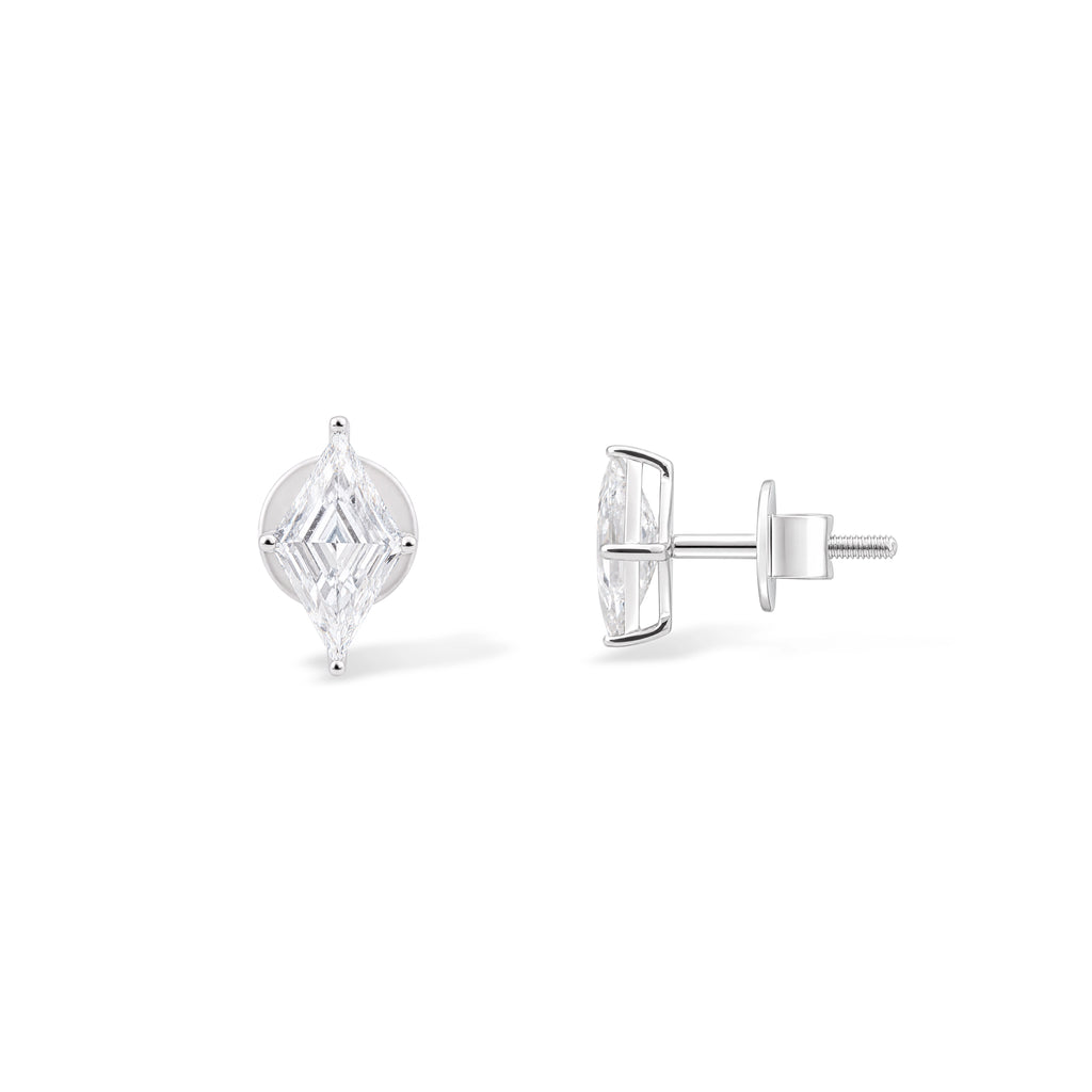 Kite Cut Diamond Solitaire Stud Earrings