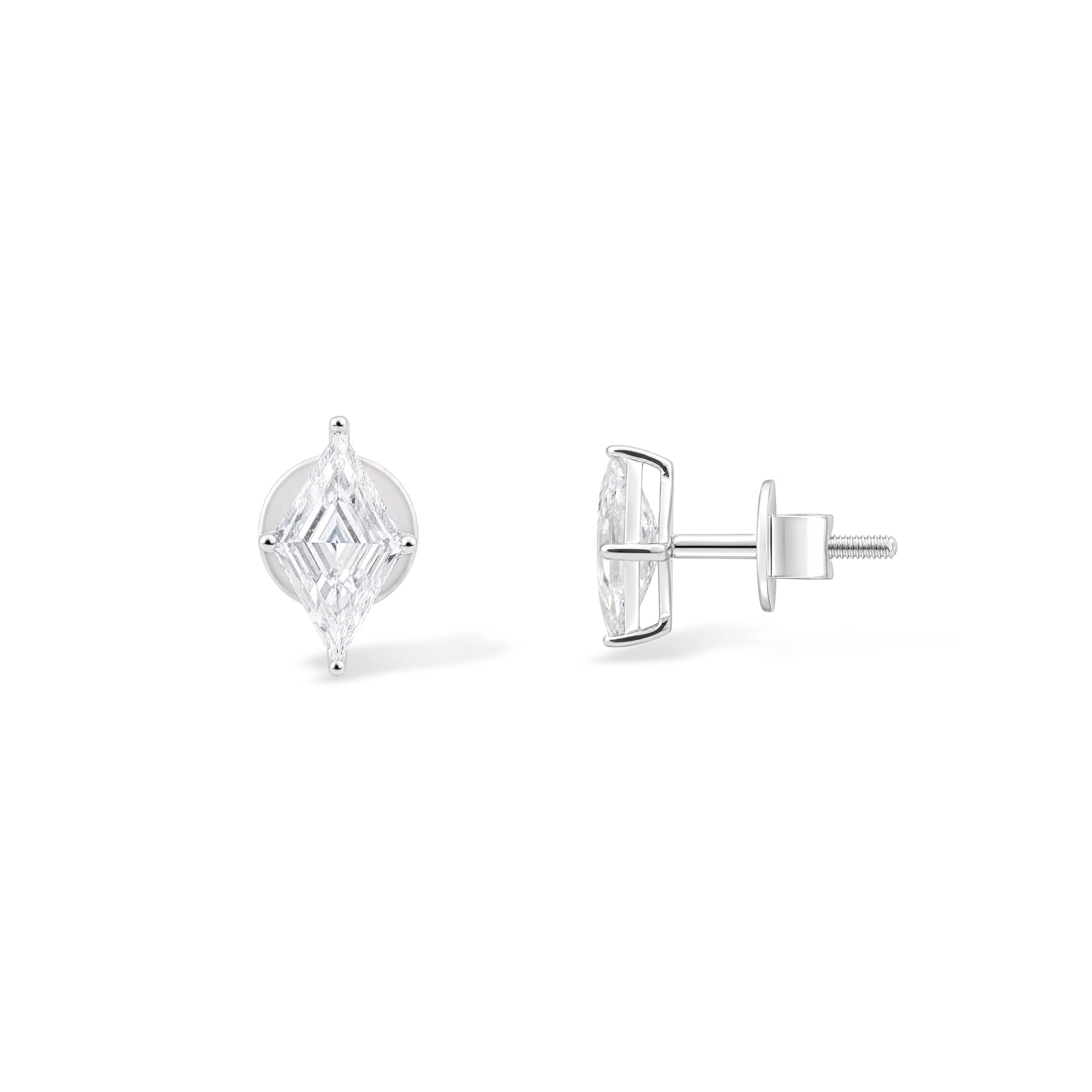 Kite Cut Diamond Solitaire Stud Earrings