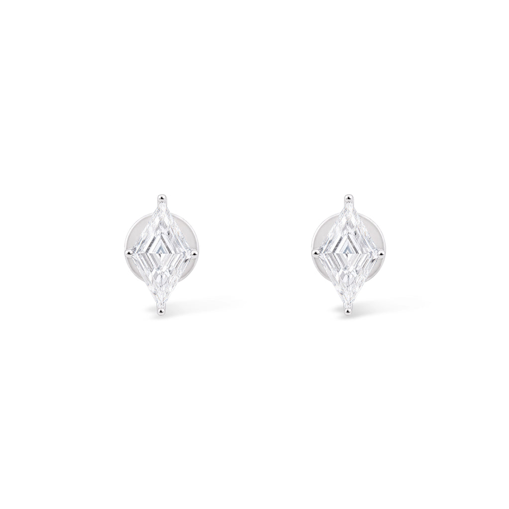 Kite Cut Diamond Solitaire Stud Earrings