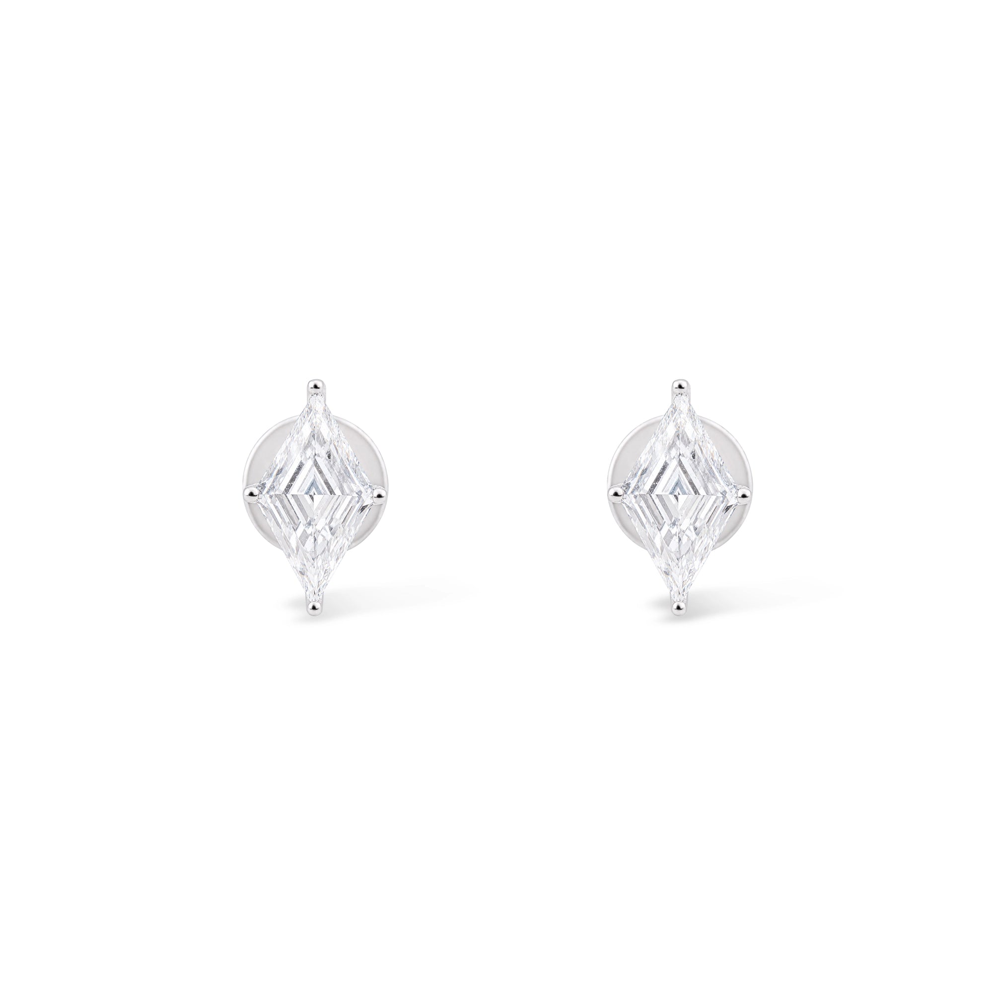 Kite Cut Diamond Solitaire Stud Earrings