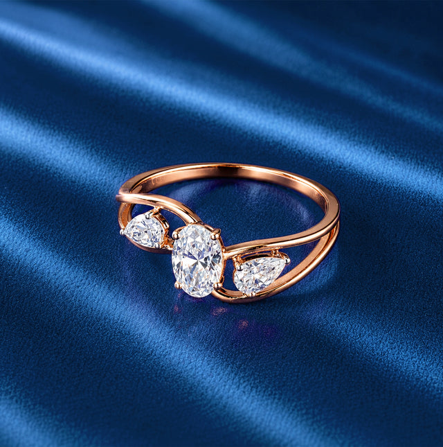 Oval Cut Three-Stone Split Shank Ring