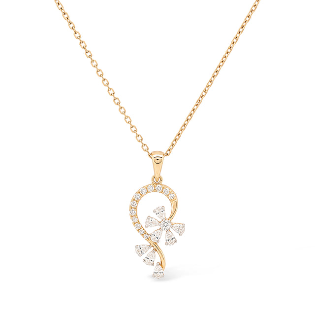 Mixed Cut Floral Loop Pendant Necklace