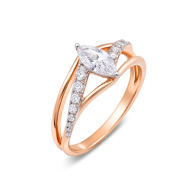 Marquise Cut Split Shank Pavé Ring