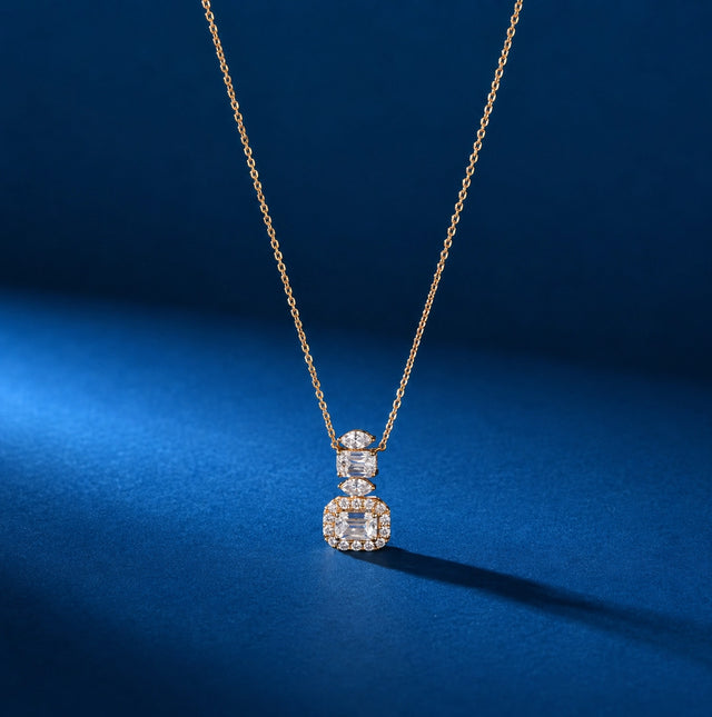 Three Tier Diamond Pendant, Rose Gold