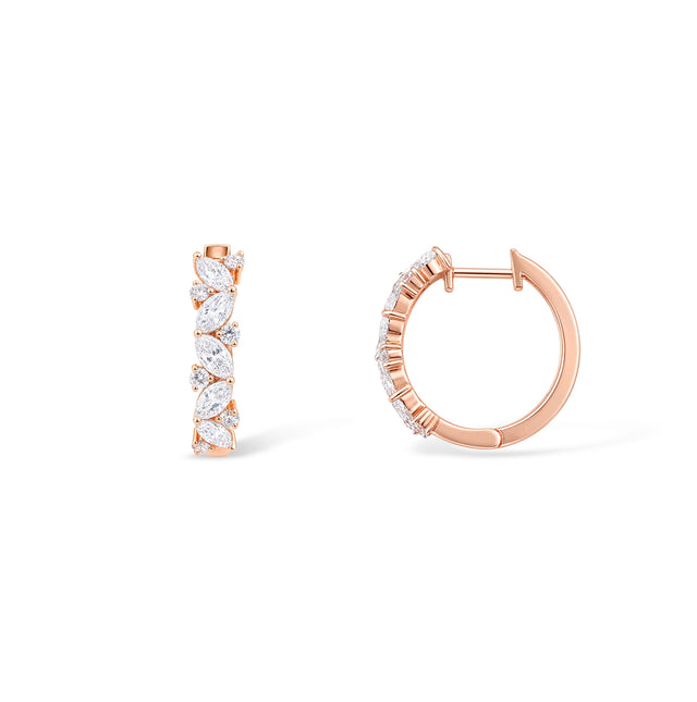 Marquise and Round Diamond Hoop Earrings